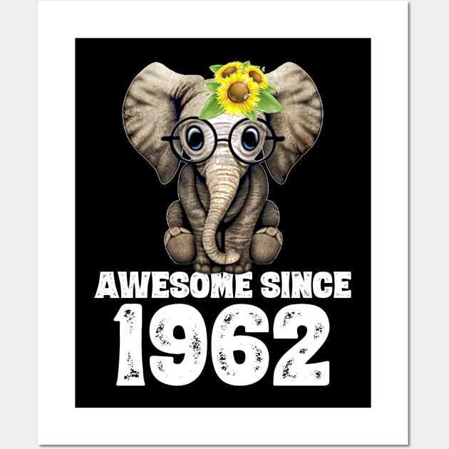 Awesome since 1962 58 Years Old Bday Gift 58th Birthday Wall Art by DoorTees